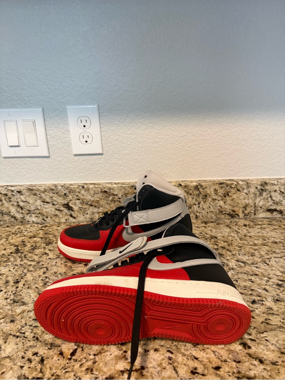 Nike Men’s High-Top Sneakers — Black, Red & White